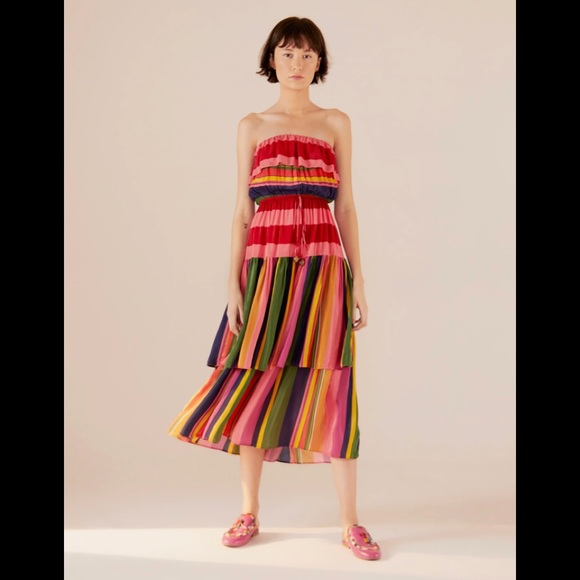 FARM Rio Dresses & Skirts - NWT Farm rio mixed strip strapless dress